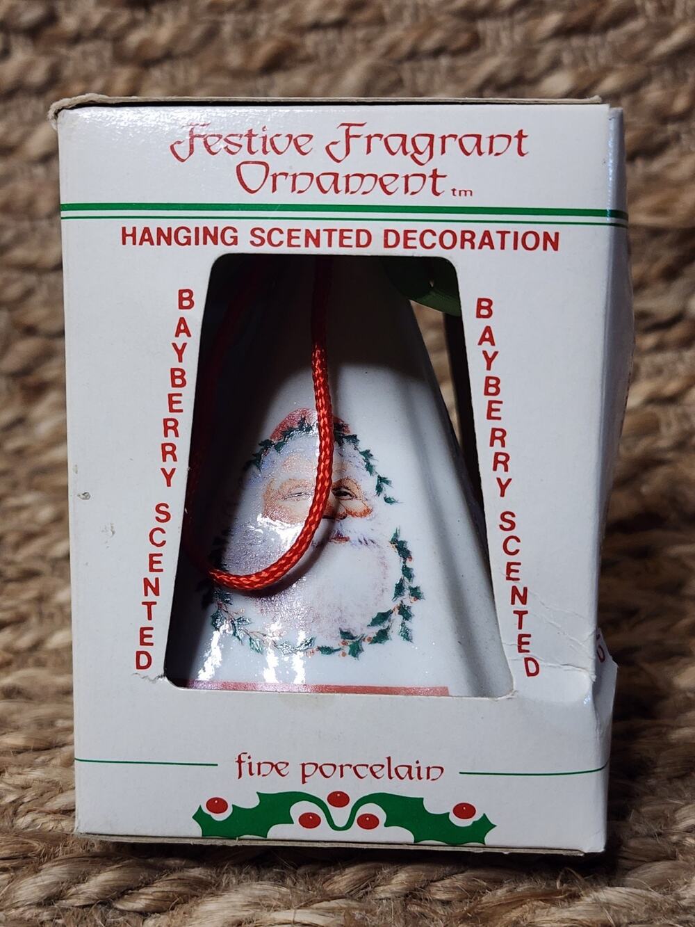 Vintage Santa Claus Christmas Ornament Festive Bay Berry Fragrant Porcelain